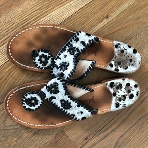 Jack Rogers Black, White, and Silver Sandals